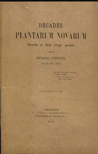 Decades plantarum novarum [...] Fasciculus II