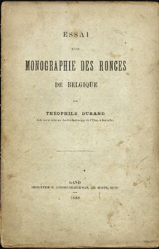 Essai d'une monographie des ronces de Belgique