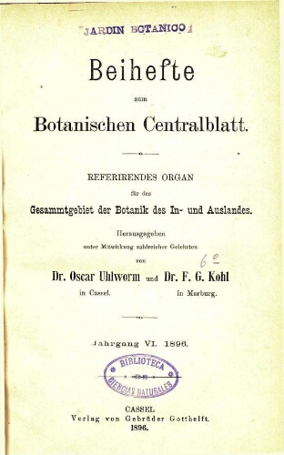 Beihefte zum Botanischen Centralblatt [...] Jahrgang VI. 1896