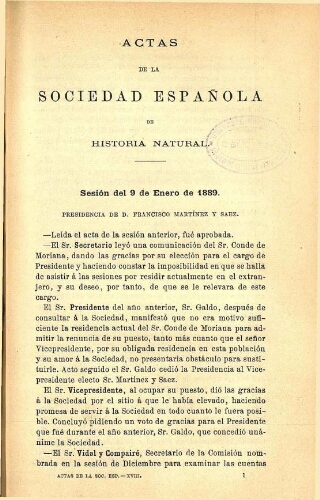Actas de la Sociedad Española de Historia Natural [año 1889]