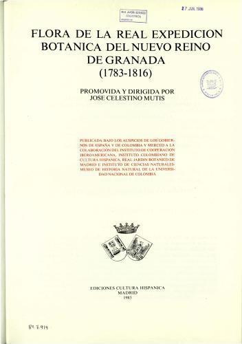 Flora de la Real Expedición Botánica del Nuevo Reino de Granada. T. 5 (1). Palmas y Ciclantaceas