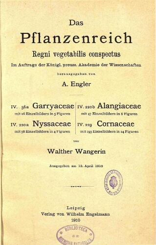 Garryaceae. In: Engler, Das Pflanzenreich [...] [Heft 41] IV. 56a
