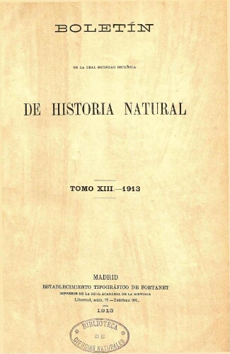 Boletín de la Real Sociedad Española de Historia Natural. Tomo 13
