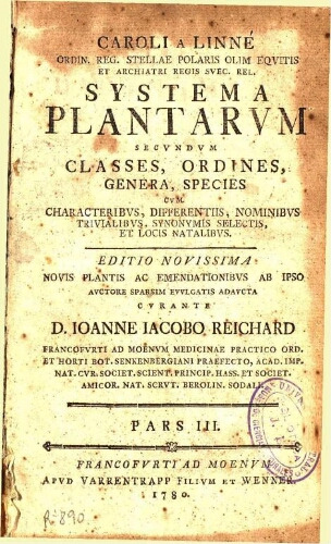 Systema plantarum [...] Editio novissima [...] Pars III