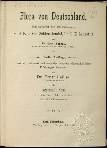 Flora von Deutschland. Band 3. Halbband 59 a-b: Junceae, Liliaceae