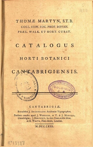 Catalogus Horti Botanici Cantabrigiensis