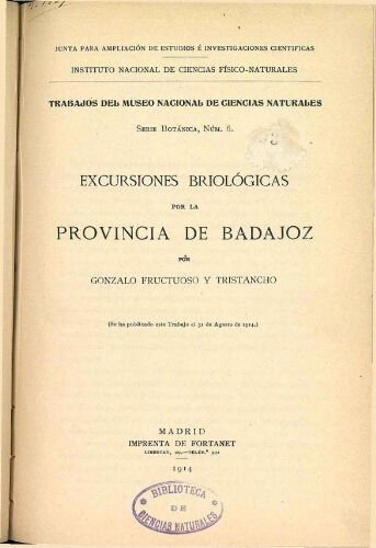 Trabajos del Museo Nacional de Ciencias Naturales. Serie botánica ; N.º 6