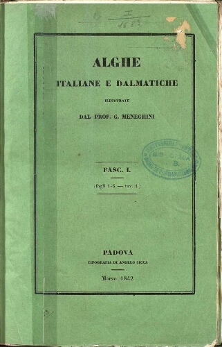 Alghe italiane e dalmatiche [...] Fasc. I