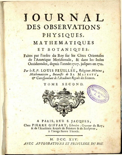 Journal des observations physiques, mathematiques et botaniques [...] Tome second