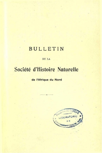 Bulletin de la Société d'histoire naturelle de l'Afrique du nord [...] Tome vingtième