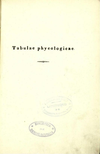 Tabulae phycologicae [...] I. Band