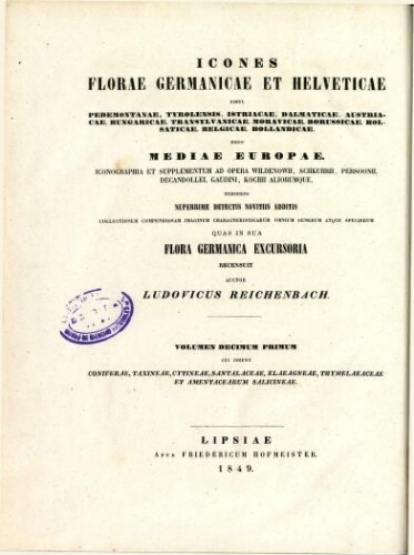 Icones florae Germanicae et Helveticae [Reimp. col.] [...] Volumen decimum primum