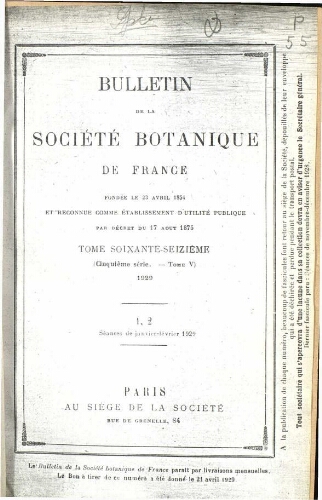 Bulletin de la Société botanique de France [...] T. 76 (5e série - T. 5)