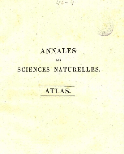 Annales des sciences naturelles [...] Atlas des tomes 7, 8, 9
