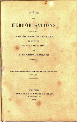 Précis des herborisations [...] l'année 1869