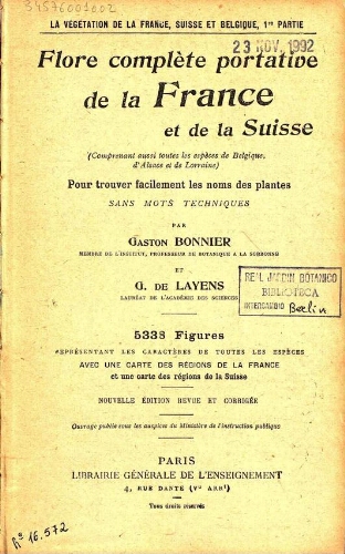 Flore complète portative de la France [...] Nouvelle édition revue et corrigée