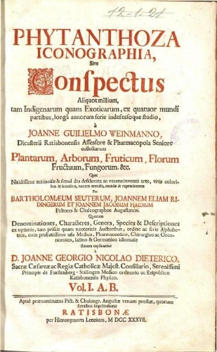 Phytanthoza iconographia. Vol. 1 [Texto]
