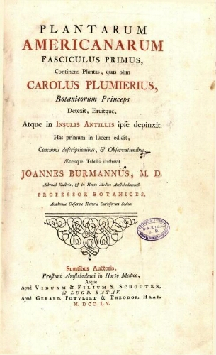 Plantarum Americanarum fasciculus primus