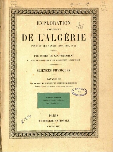 Exploration scientifique de l'Algérie [atlas]