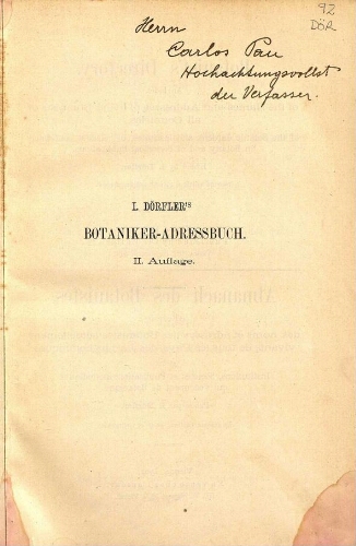Botaniker-Adressbuch [...] Zweite, neu bearbeitete und vermehrte Auflage