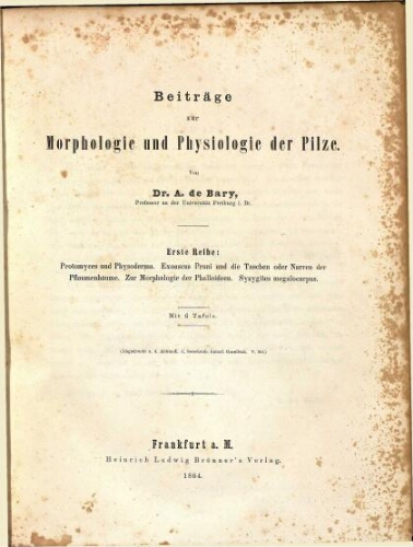 Beiträge zur Morphologie und Physiologie der Pilze [...] Erste Reihe