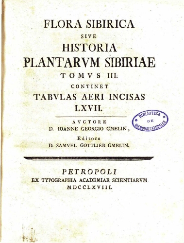 Flora Sibirica [...] Tomus III