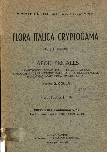 Flora Italica cryptogama. Pars I: Fungi. [...] Fascicolo N. 16