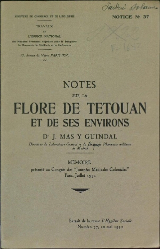 Notes sur la flore de Tetouan et de ses environs