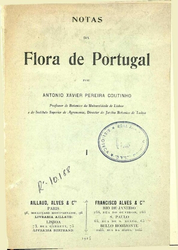 Notas da Flora de Portugal [...] I