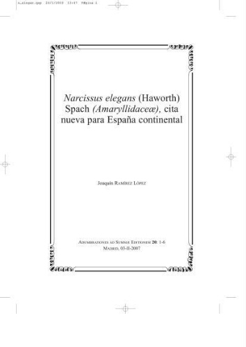 Narcissus elegans (Haworth) Spach (Amaryllidaceae), cita nueva para España continental