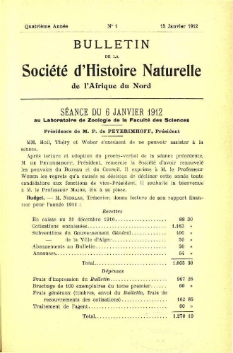 Bulletin de la Société d'histoire naturelle de l'Afrique du nord [...] [Tome troisième]