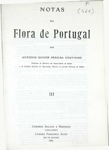 Notas da Flora de Portugal [...] III