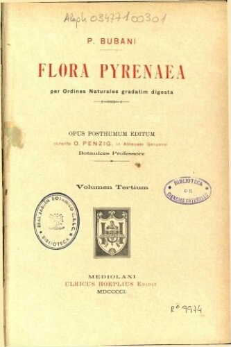 Flora Pyrenaea [...] Volumen Tertium