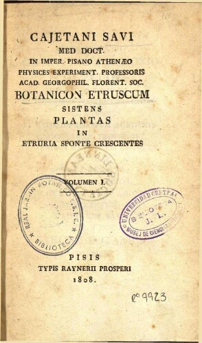 Botanicon Etruscum [...] Volumen I