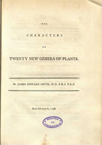 The Characters of Twenty New Genera of Plants