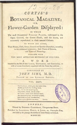 Curtis's Botanical Magazine (1801). Vol. 36-37
