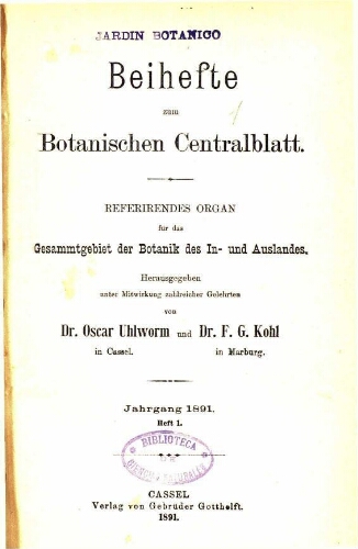 Beihefte zum Botanischen Centralblatt [...] Jahrgang 1891