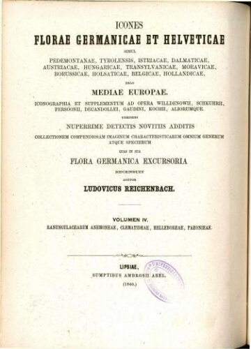 Icones florae Germanicae et Helveticae [Reimp. col.] [...] Volumen IV