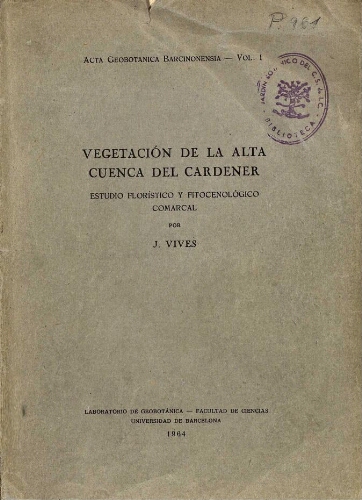 Acta Geobotánica Barcinonensia. Vol. 1