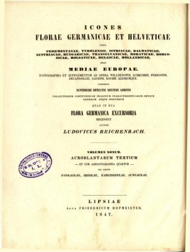 Icones florae Germanicae et Helveticae [Reimp. col.] [...] Volumen nonum