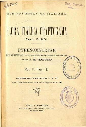 Flora Italica cryptogama. Pars I: Fungi. [...] Fasc. 2