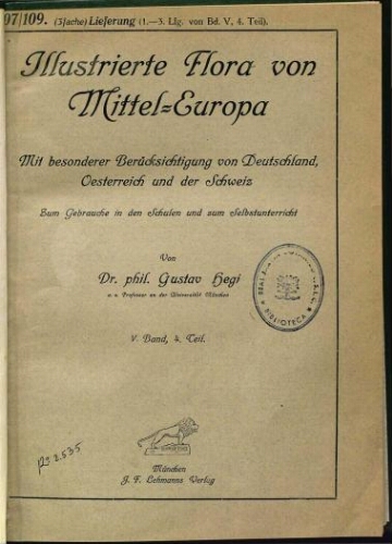 Illustrierte Flora von Mittel-Europa. 5 Band. 4 Teil. Dicotyledones (5. Teil). Sympetalae