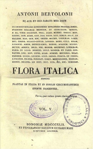 Flora Italica [...] Vol. V