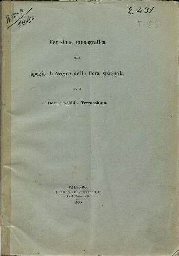 Revisione monografica delle specie di Gagea della flora spagnola