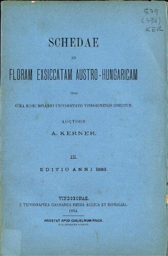 Schedae ad Floram exsiccatam Austro-Hungaricam [...] III
