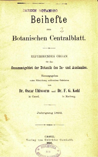 Beihefte zum Botanischen Centralblatt [...] Jahrgang 1892