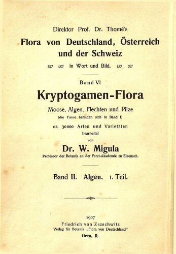 Kryptogamen-Flora von Deutschland [...] Band II. Algen. 1. Teil