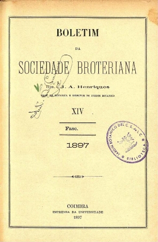 Boletim da Sociedade Broteriana. Tomo XIV