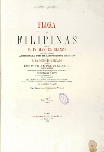 Flora de Filipinas [...] Gran edición [...] Tomo Tercero
