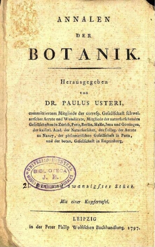 Neue Annalen der Botanick [P. Usteri, ed.]. Fünfzehntes Stück [vol. 15]